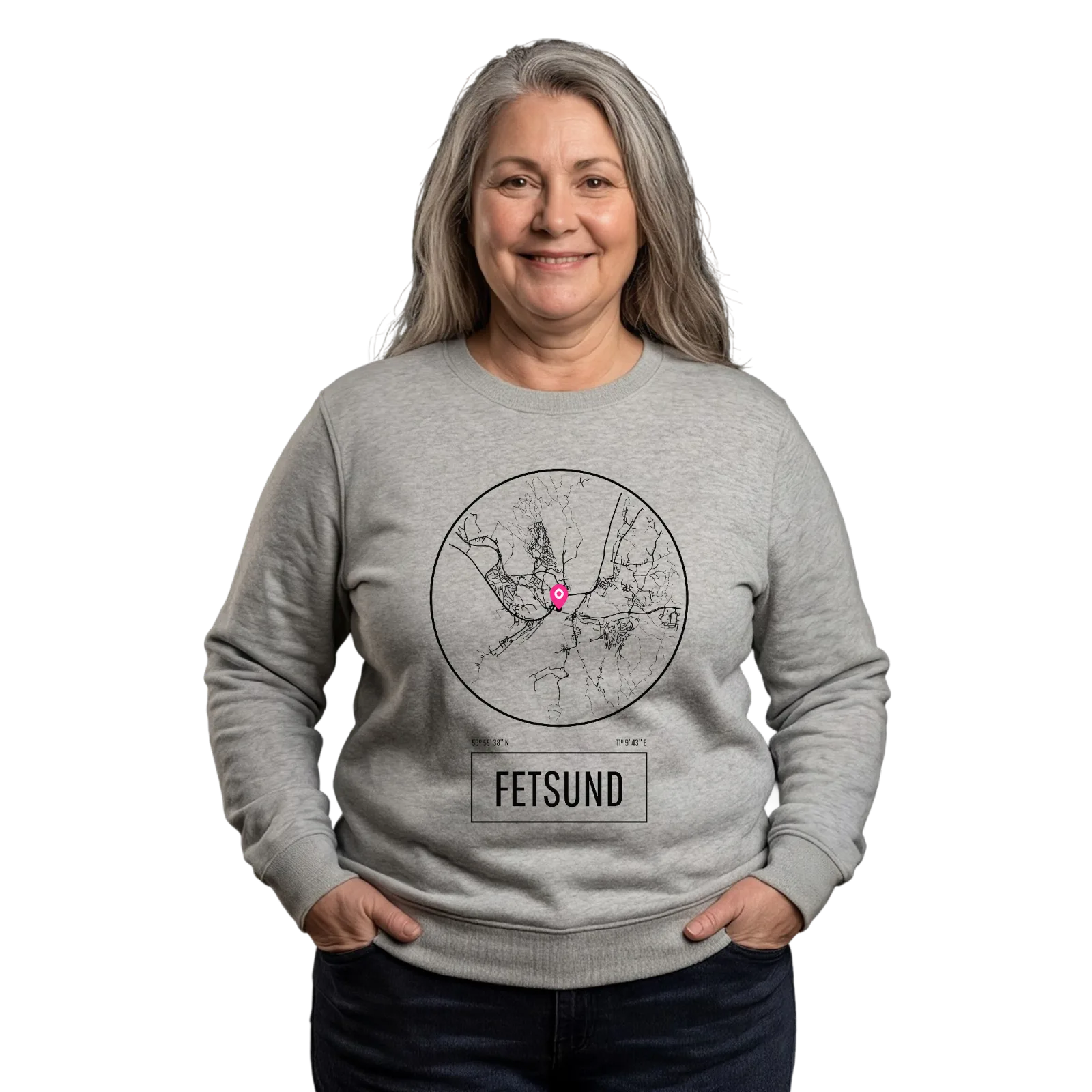 Fetsund -collegepaita – Heather Grey, käytössä