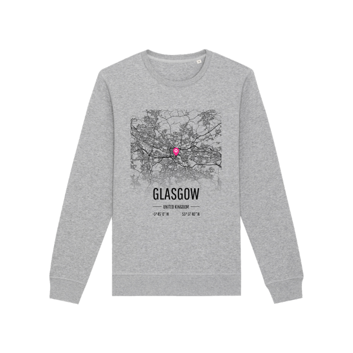 Glasgow kartta -collegepaita – collegepaita, PinShirt