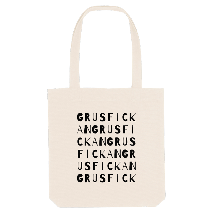Grusfickan sanaleikki -kangaskassi – kangaskassi, PinShirt