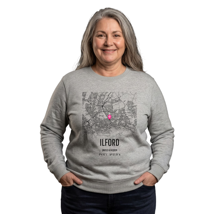 Ilford kartta -collegepaita – collegepaita, PinShirt