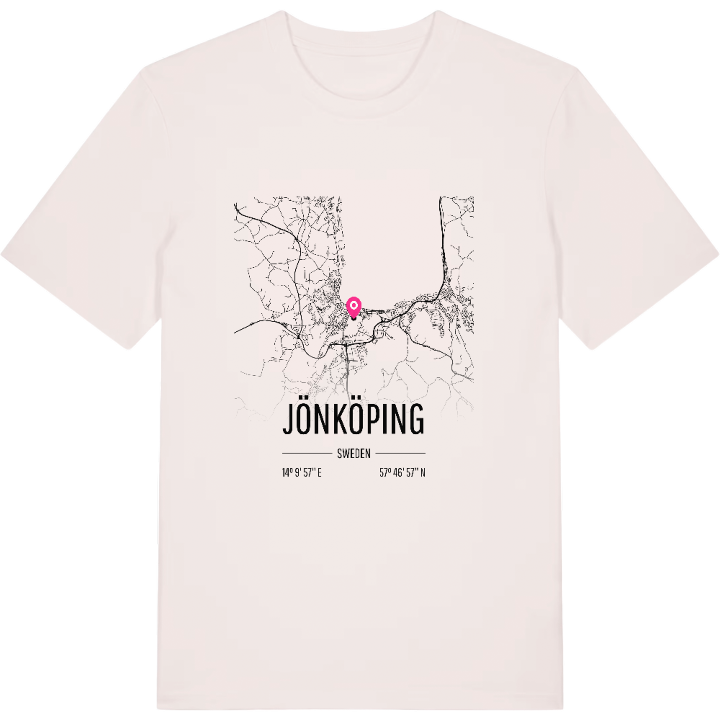 Jönköping kartta -t-paita – t-paita, PinShirt