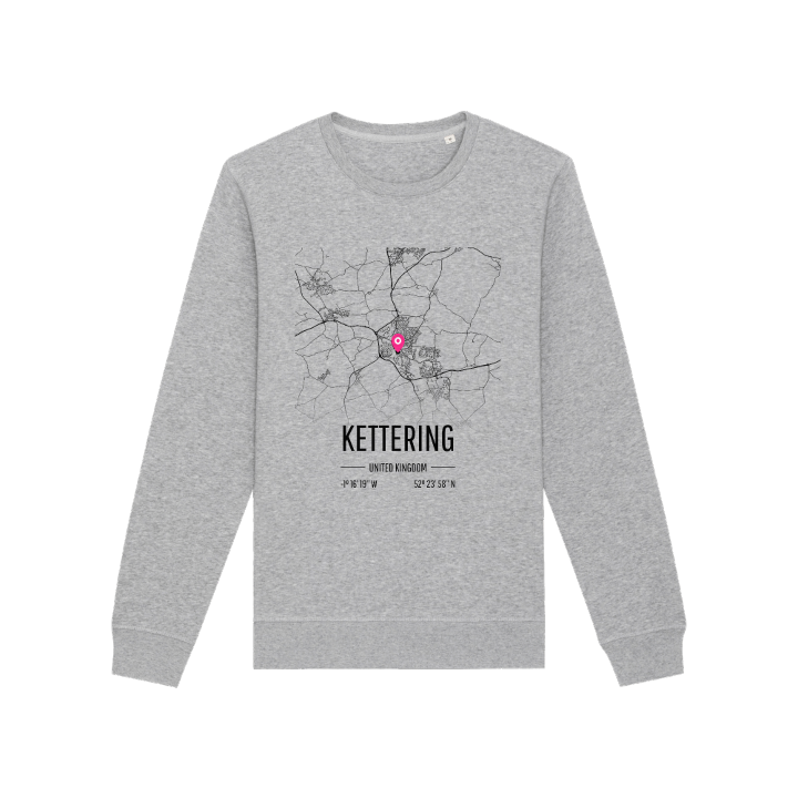 Kettering kartta -collegepaita – collegepaita, PinShirt
