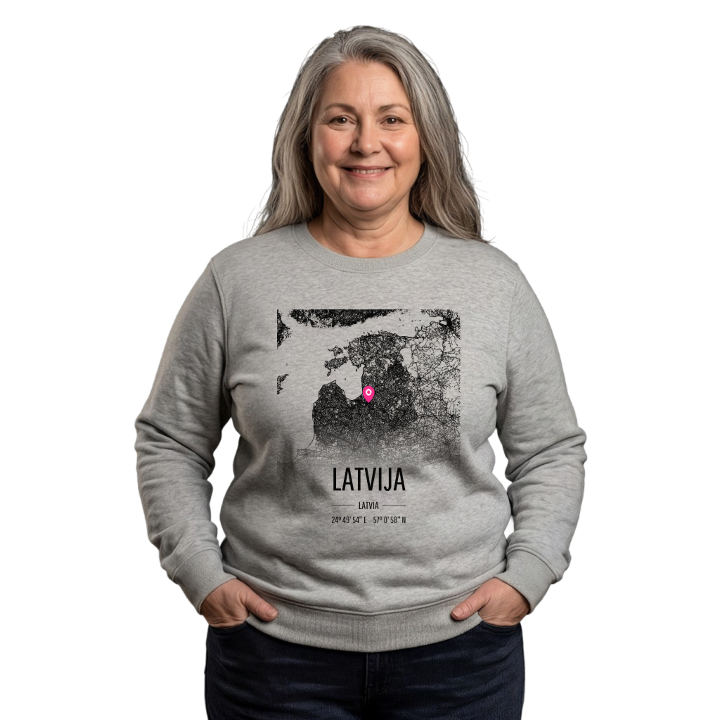 Latvija kartta -collegepaita – collegepaita, PinShirt