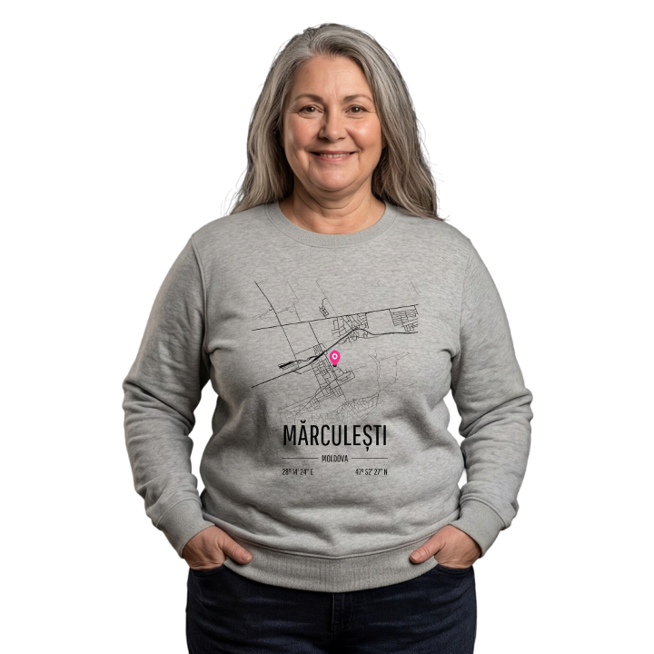 Mărculești kartta -collegepaita – collegepaita, PinShirt