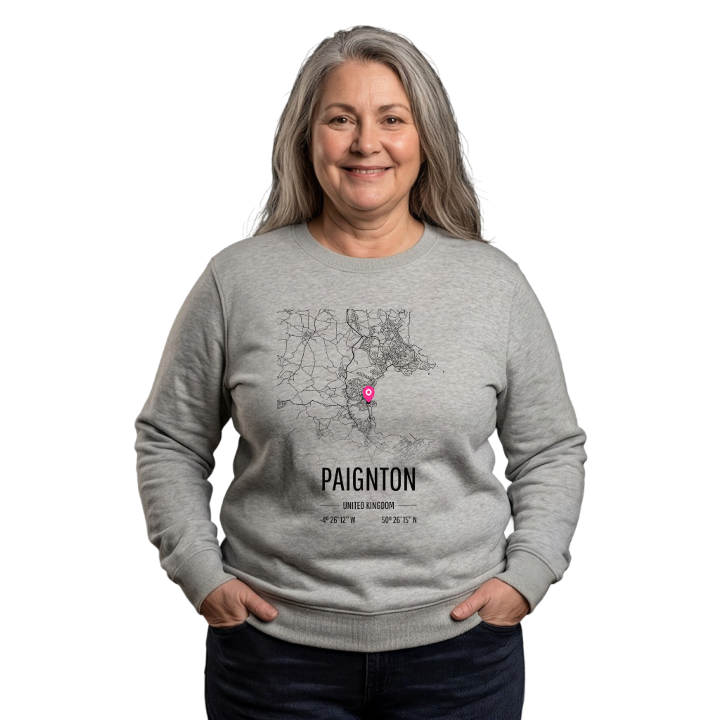 Paignton kartta -collegepaita – collegepaita, PinShirt