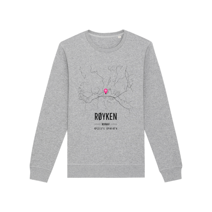 Røyken kartta -collegepaita – collegepaita, PinShirt