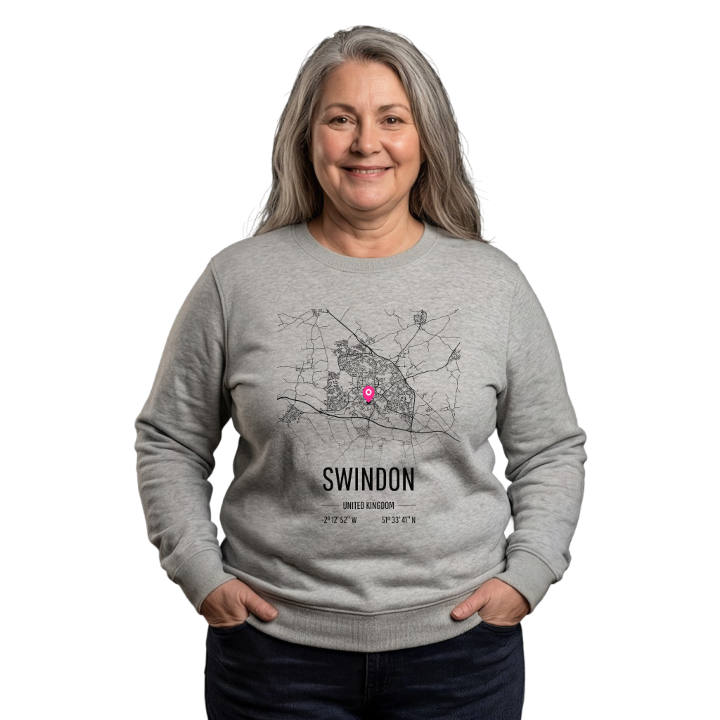 Swindon kartta -collegepaita – collegepaita, PinShirt