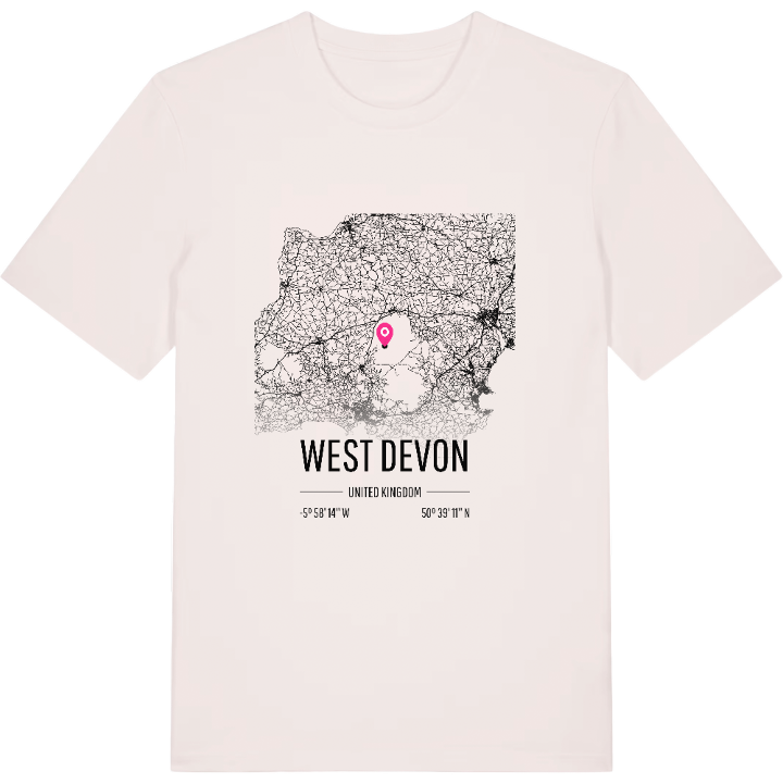West Devon kartta -t-paita – t-paita, PinShirt