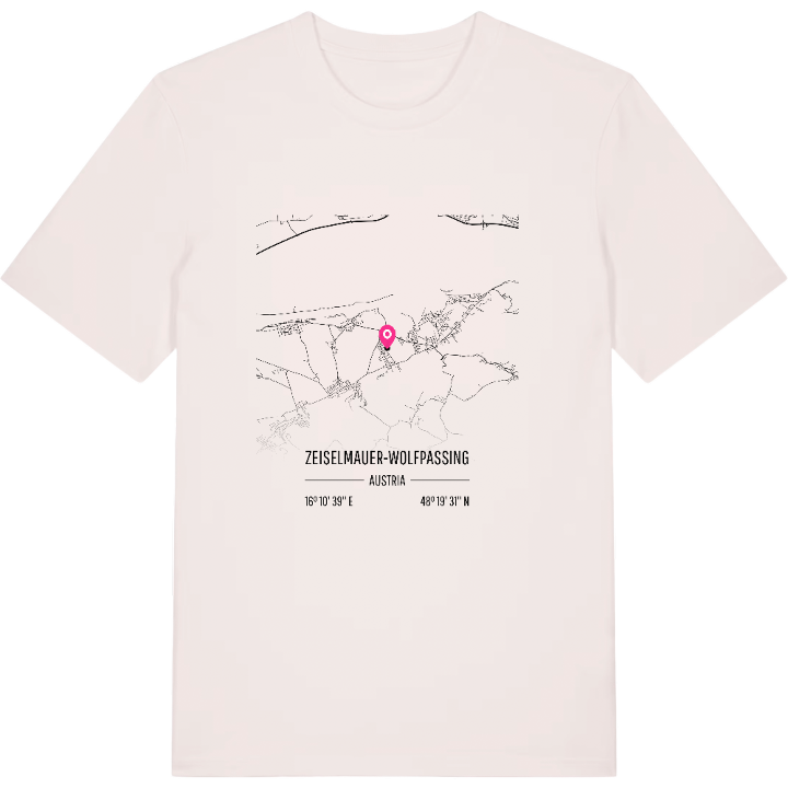 Zeiselmauer-Wolfpassing kartta -t-paita – t-paita, PinShirt