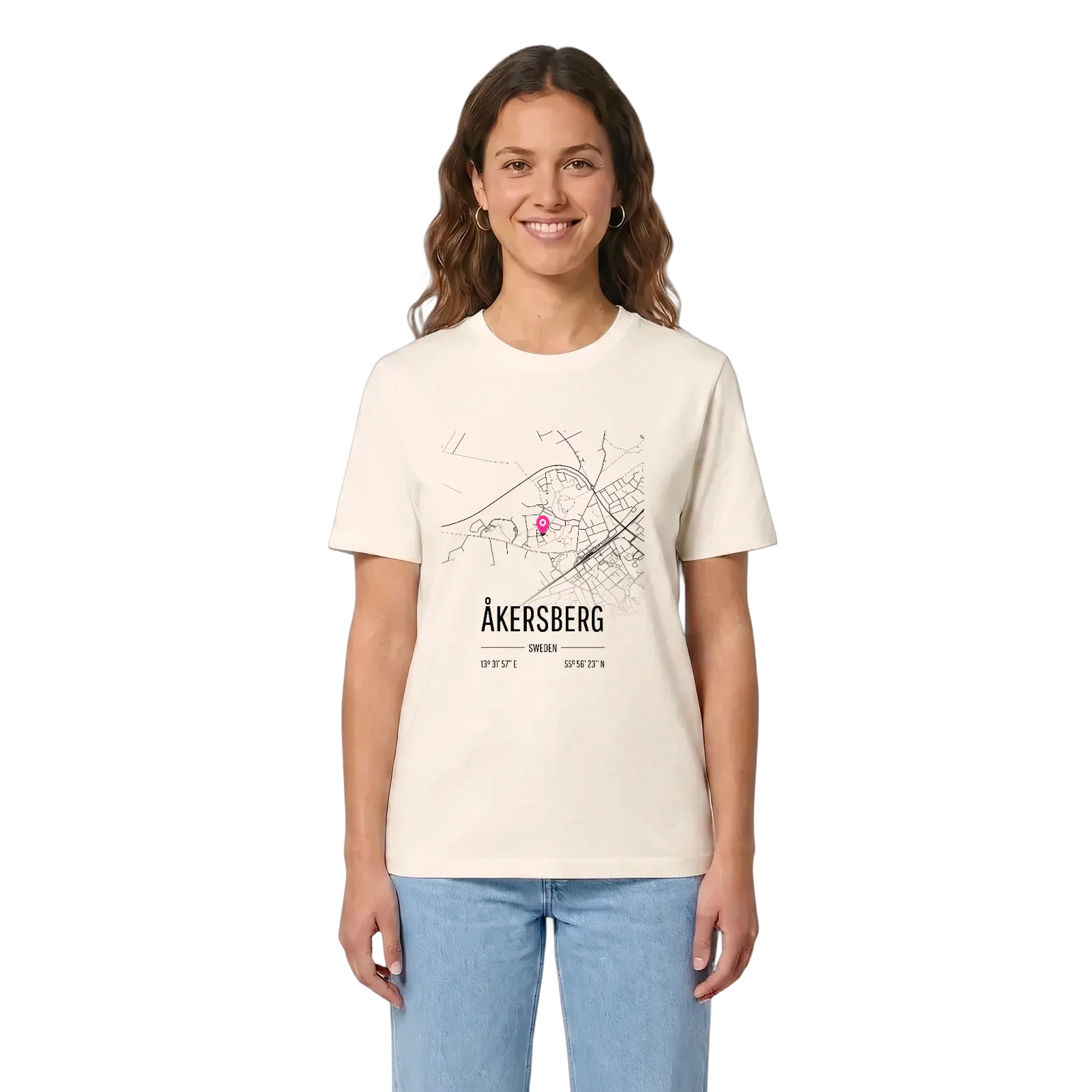 Åkersberg karta t-shirt – Vintage White, i miljö