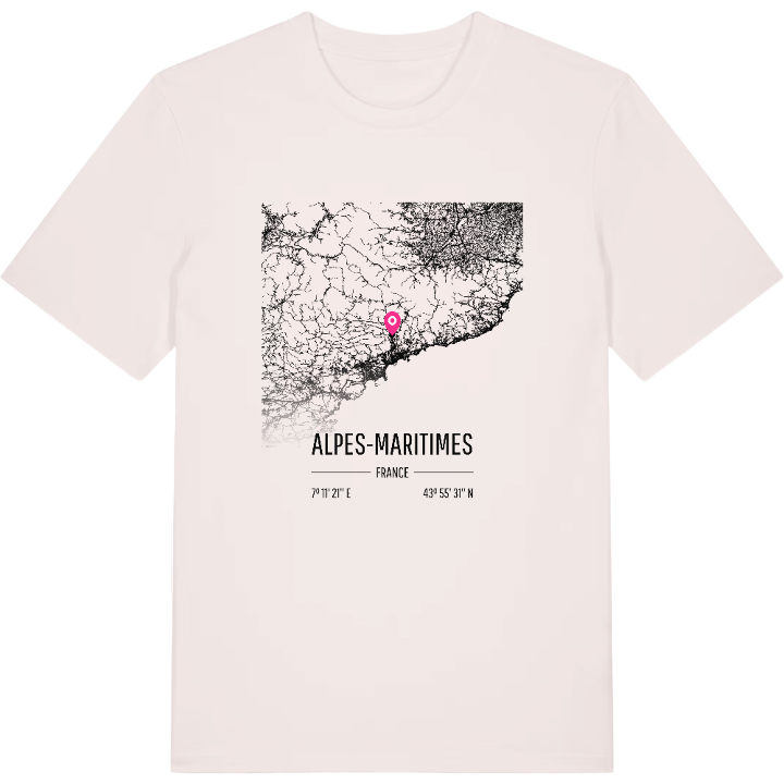 Alpes-Maritimes karta t-shirt – t-shirt från PinShirt