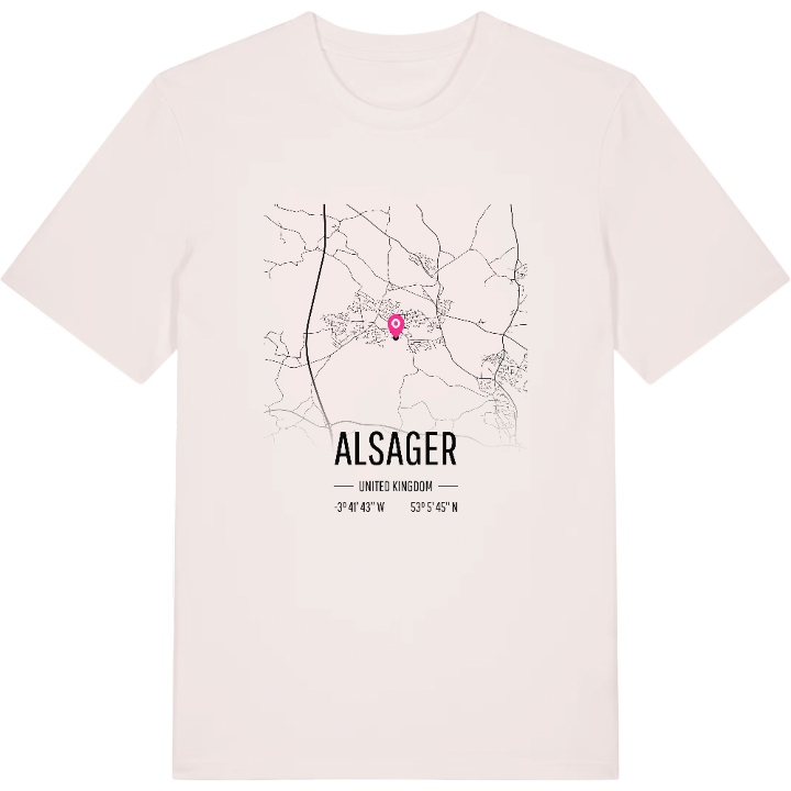 Alsager karta t-shirt – t-shirt från PinShirt