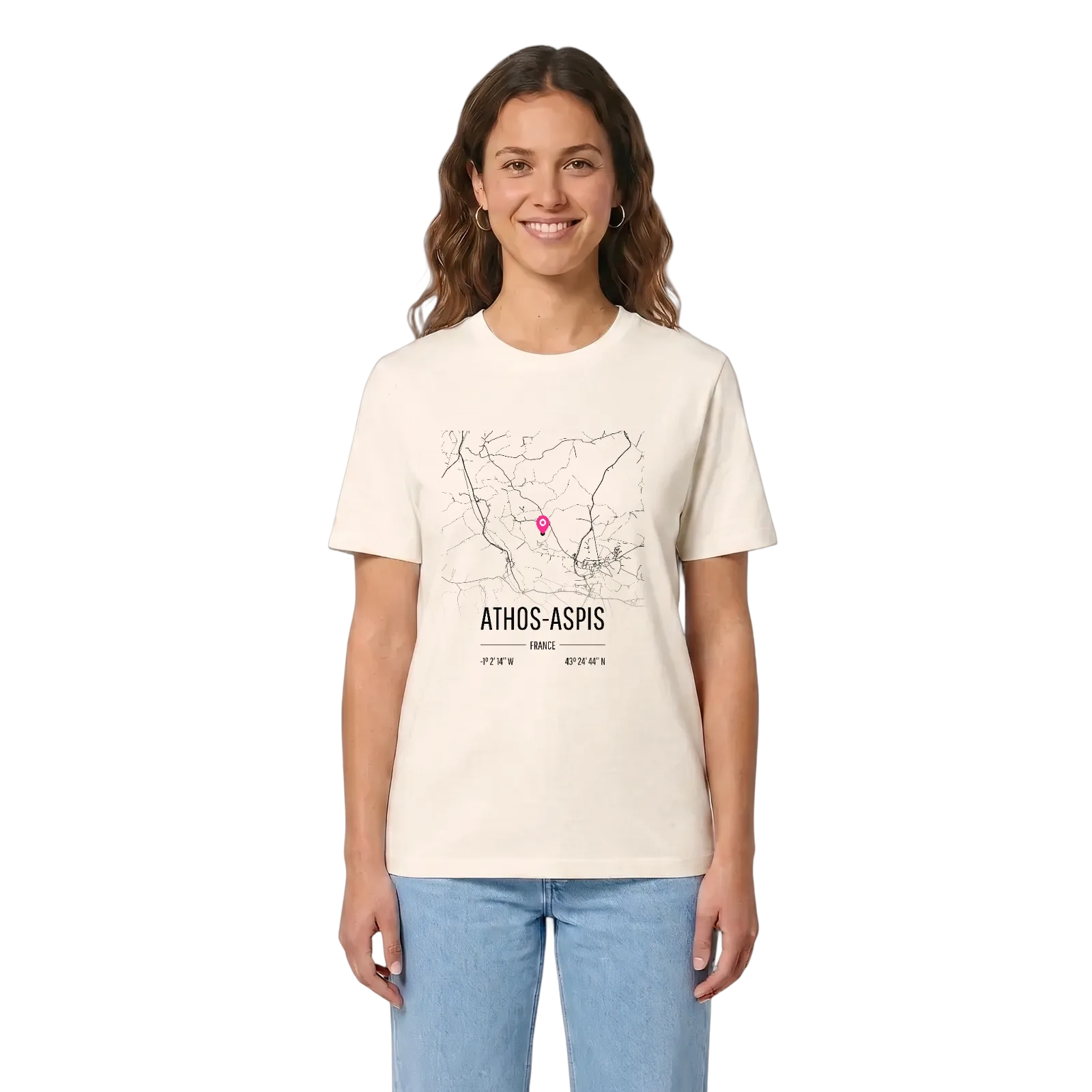Athos-Aspis karta t-shirt – Vintage White, i miljö