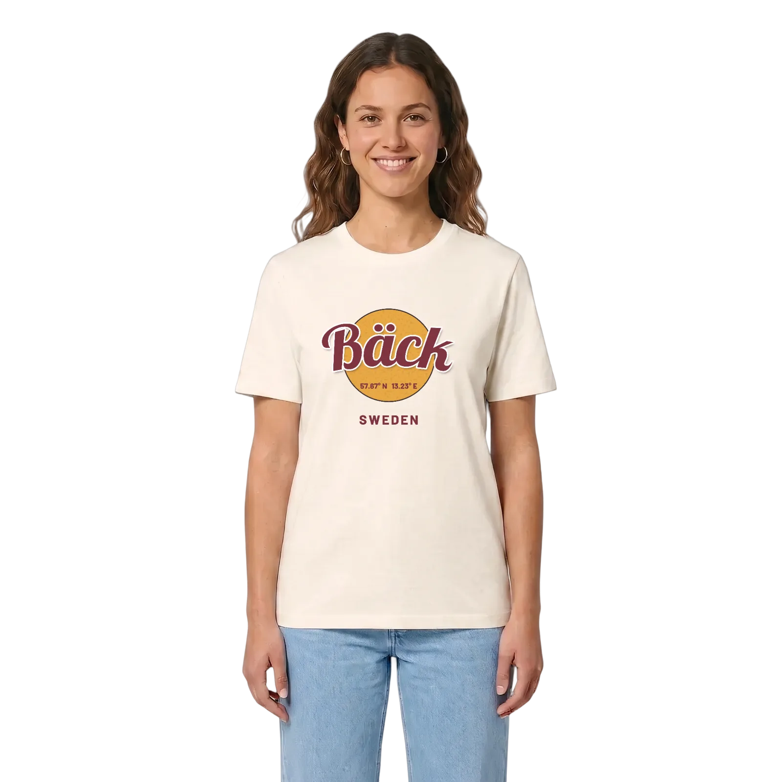 Bäck cirkel t-shirt – Vintage White, i miljö