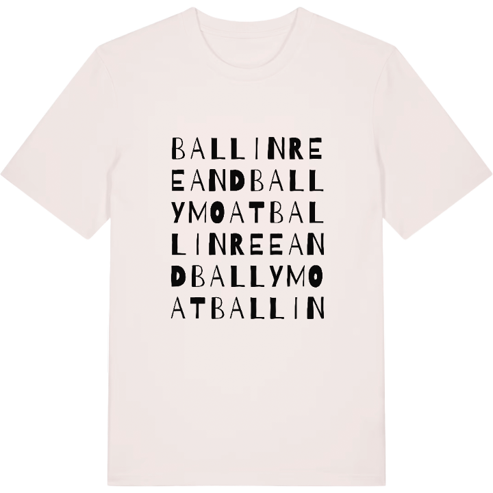 Ballinree and Ballymoat ordlek t-shirt – t-shirt från PinShirt