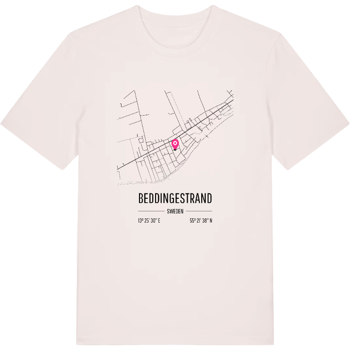 Beddingestrand karta t-shirt – t-shirt från PinShirt