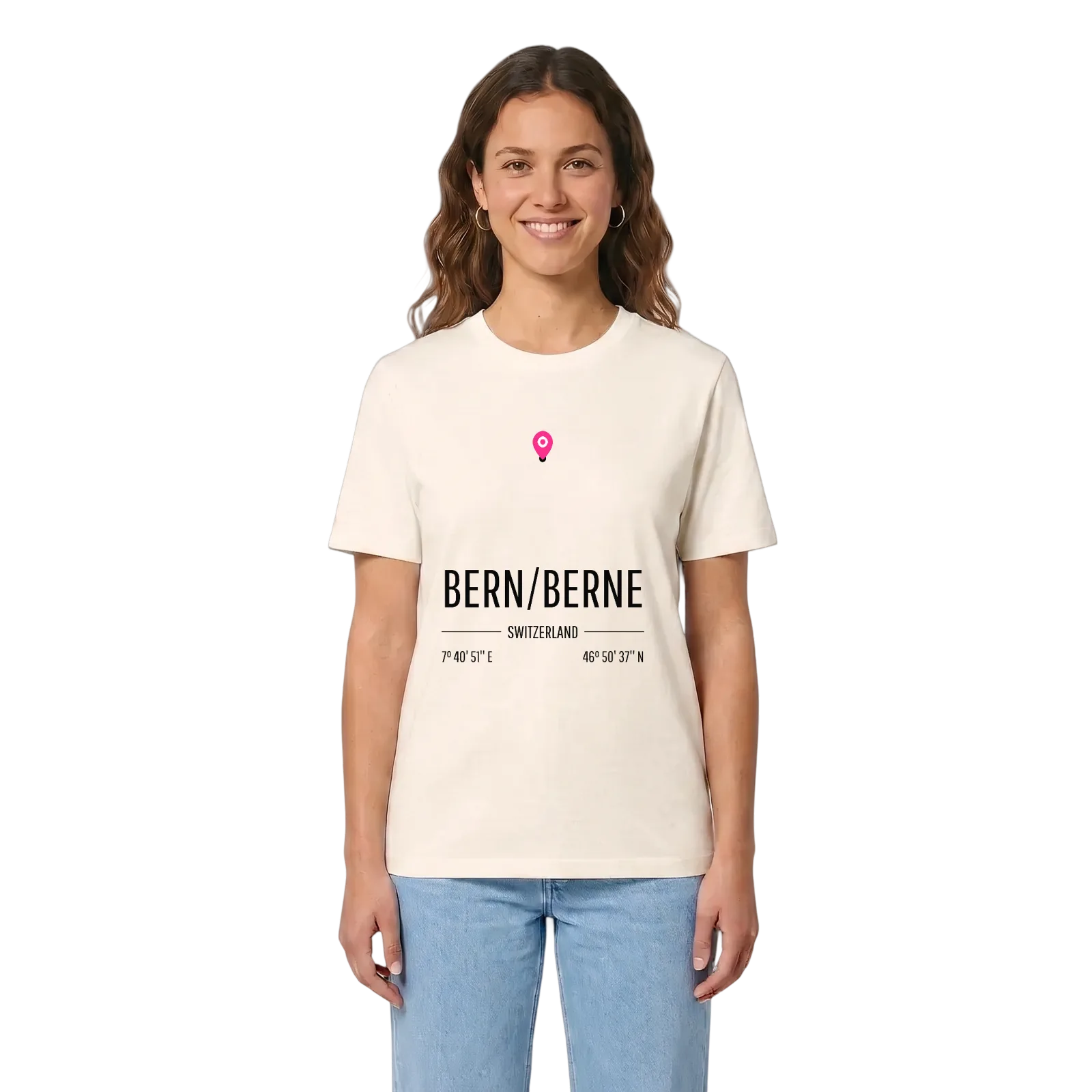 Bern/Berne karta t-shirt – Vintage White, i miljö