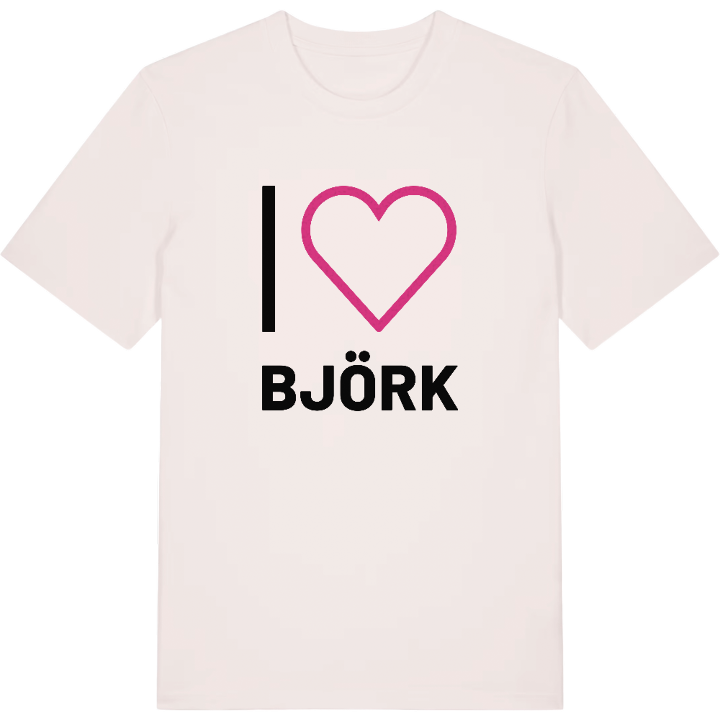 Jag älskar Björk t-shirt stort tryck – t-shirt från PinShirt
