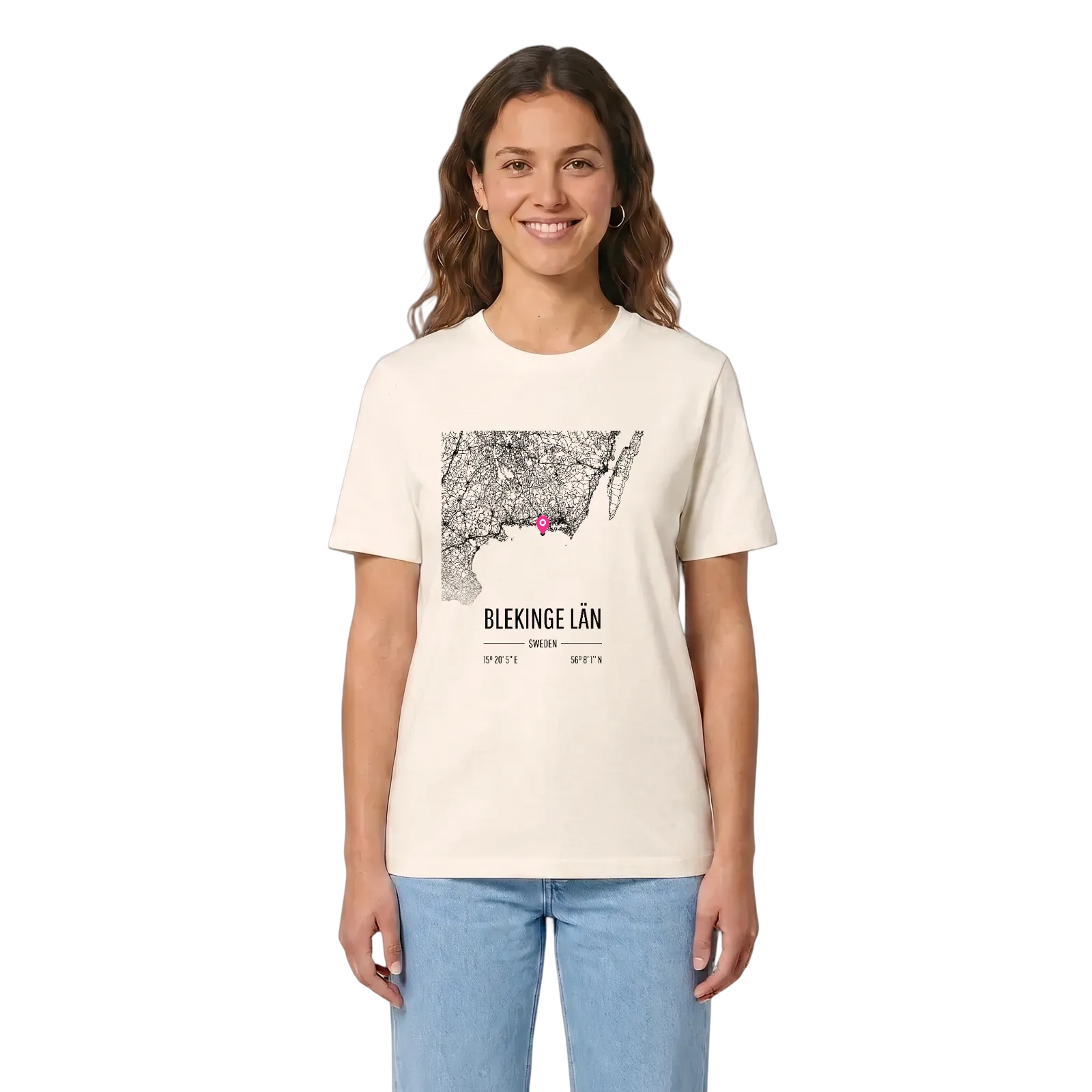 Blekinge län karta t-shirt – Vintage White, i miljö
