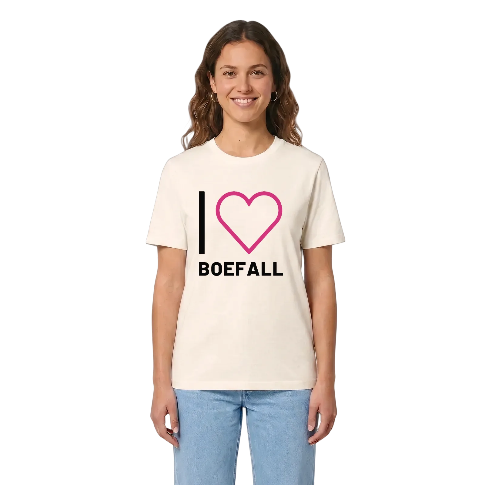 Jag älskar Boefall t-shirt stort tryck – Vintage White, i miljö