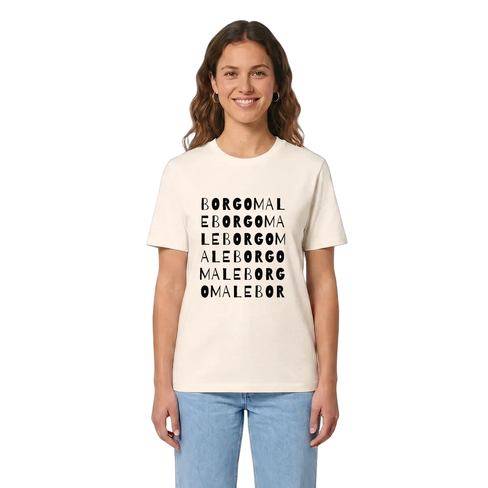 Borgomale ordlek t-shirt – Vintage White, i miljö
