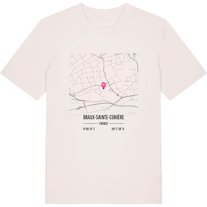 Braux-Sainte-Cohière karta t-shirt – t-shirt från PinShirt