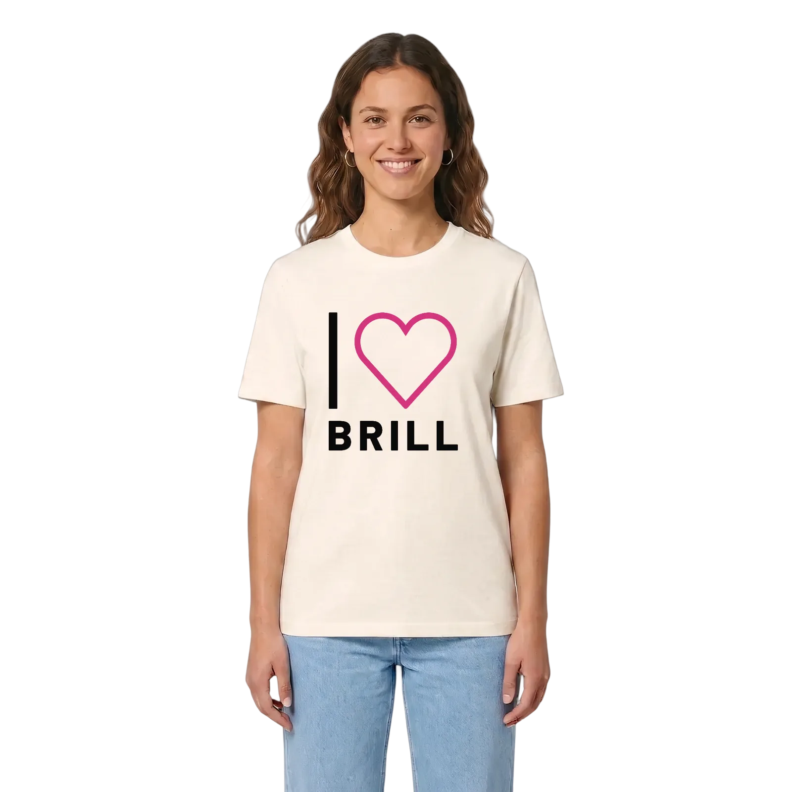 Jag älskar Brill t-shirt stort tryck – Vintage White, i miljö