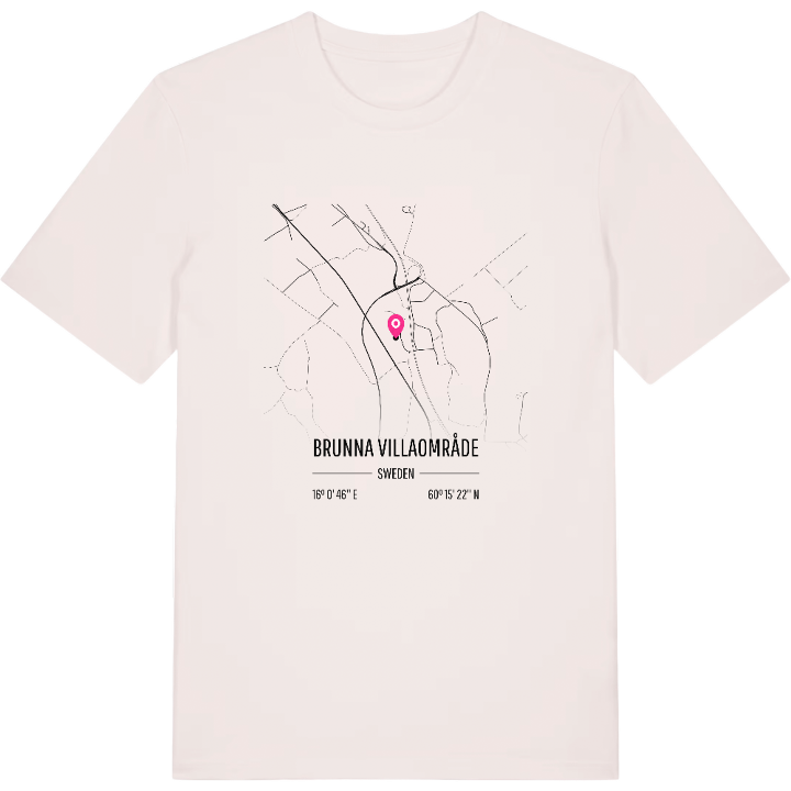 Brunna villaområde karta t-shirt – t-shirt från PinShirt