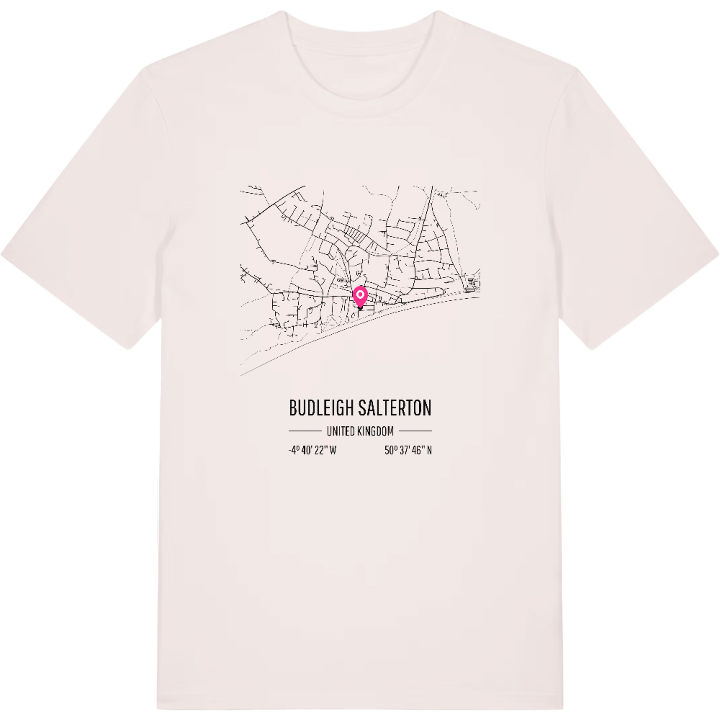 Budleigh Salterton karta t-shirt – t-shirt från PinShirt