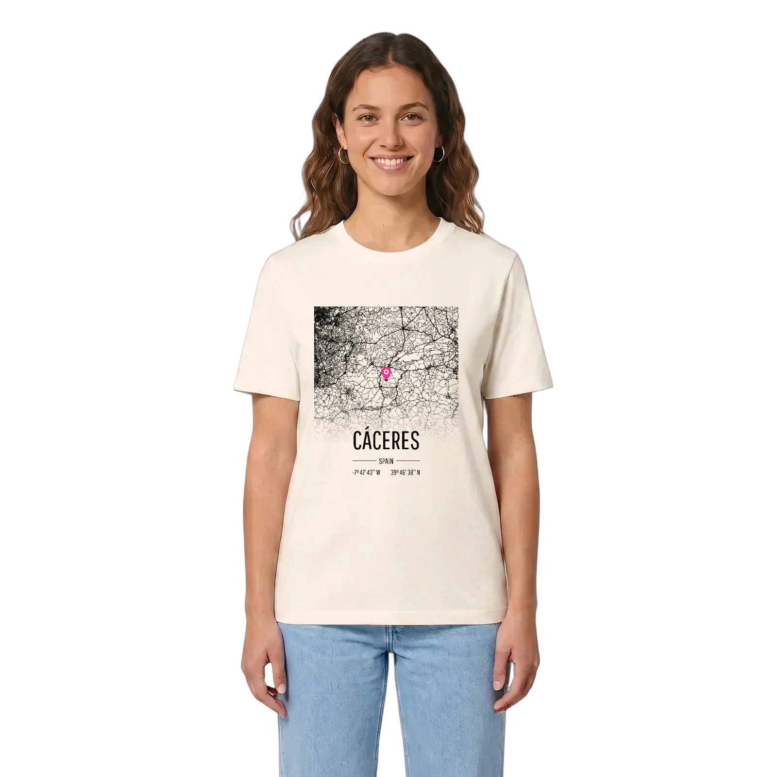 Cáceres karta t-shirt – Vintage White, i miljö