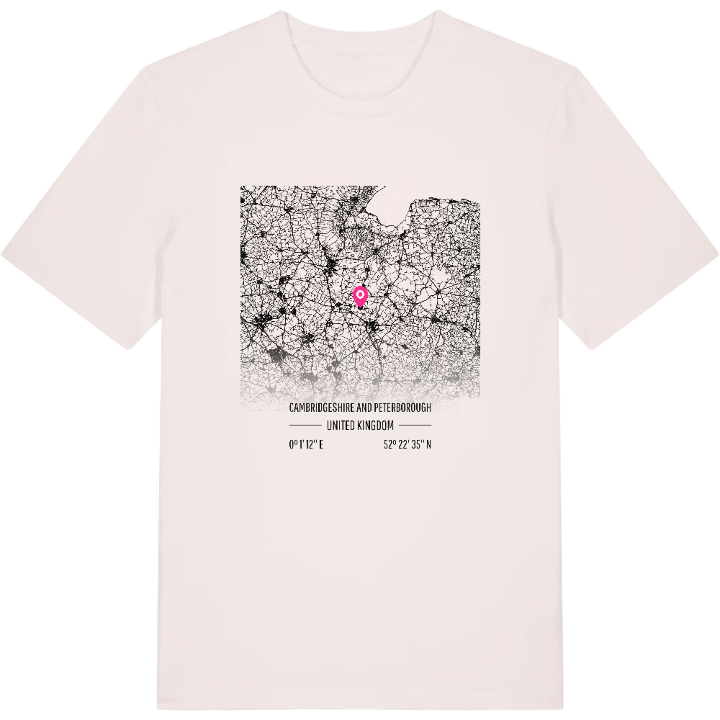 Cambridgeshire and Peterborough karta t-shirt – t-shirt från PinShirt