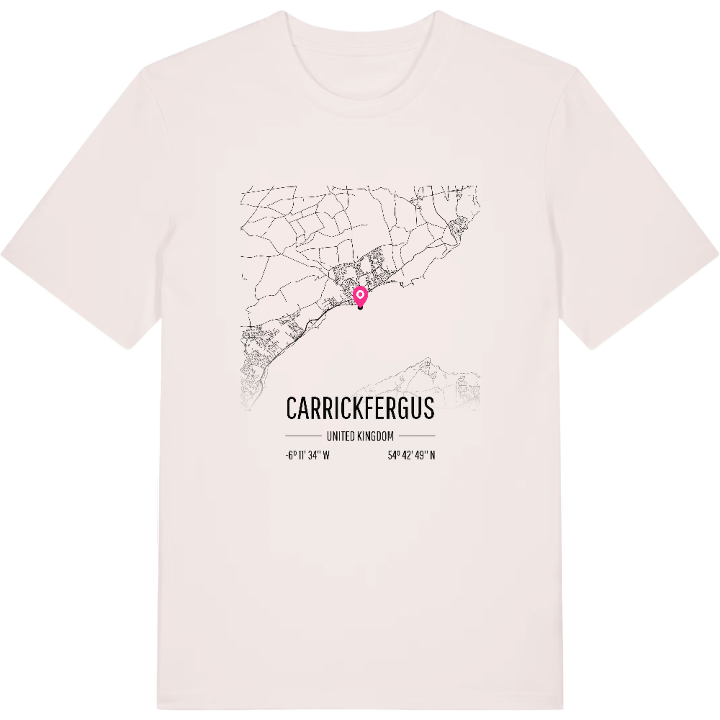 Carrickfergus karta t-shirt – t-shirt från PinShirt