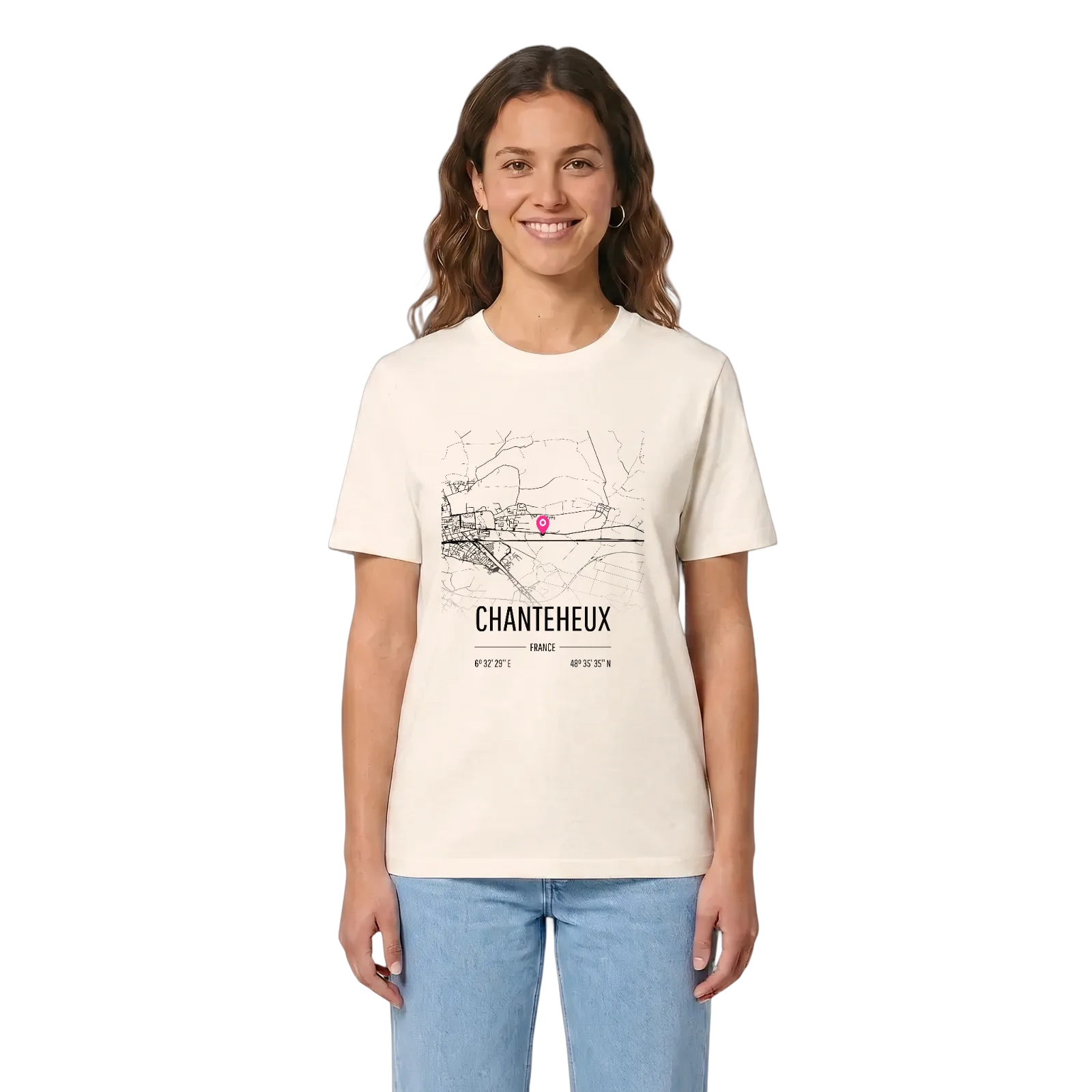 Chanteheux karta t-shirt – Vintage White, i miljö