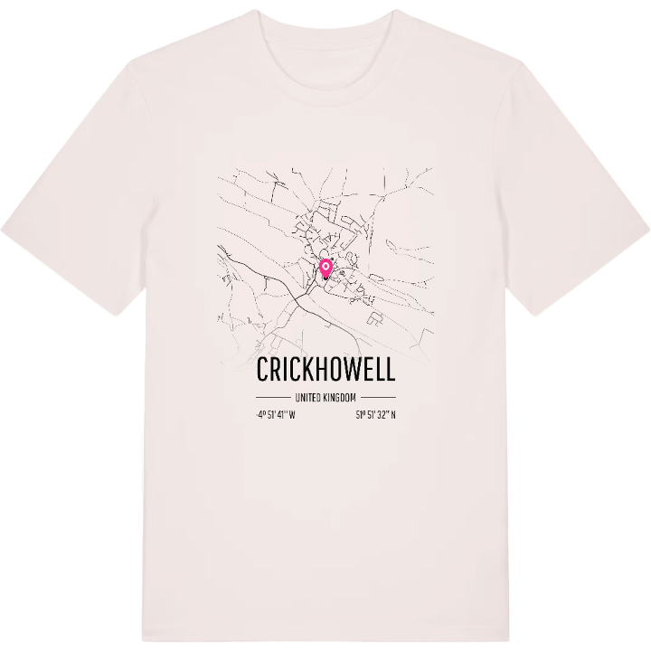 Crickhowell karta t-shirt – t-shirt från PinShirt