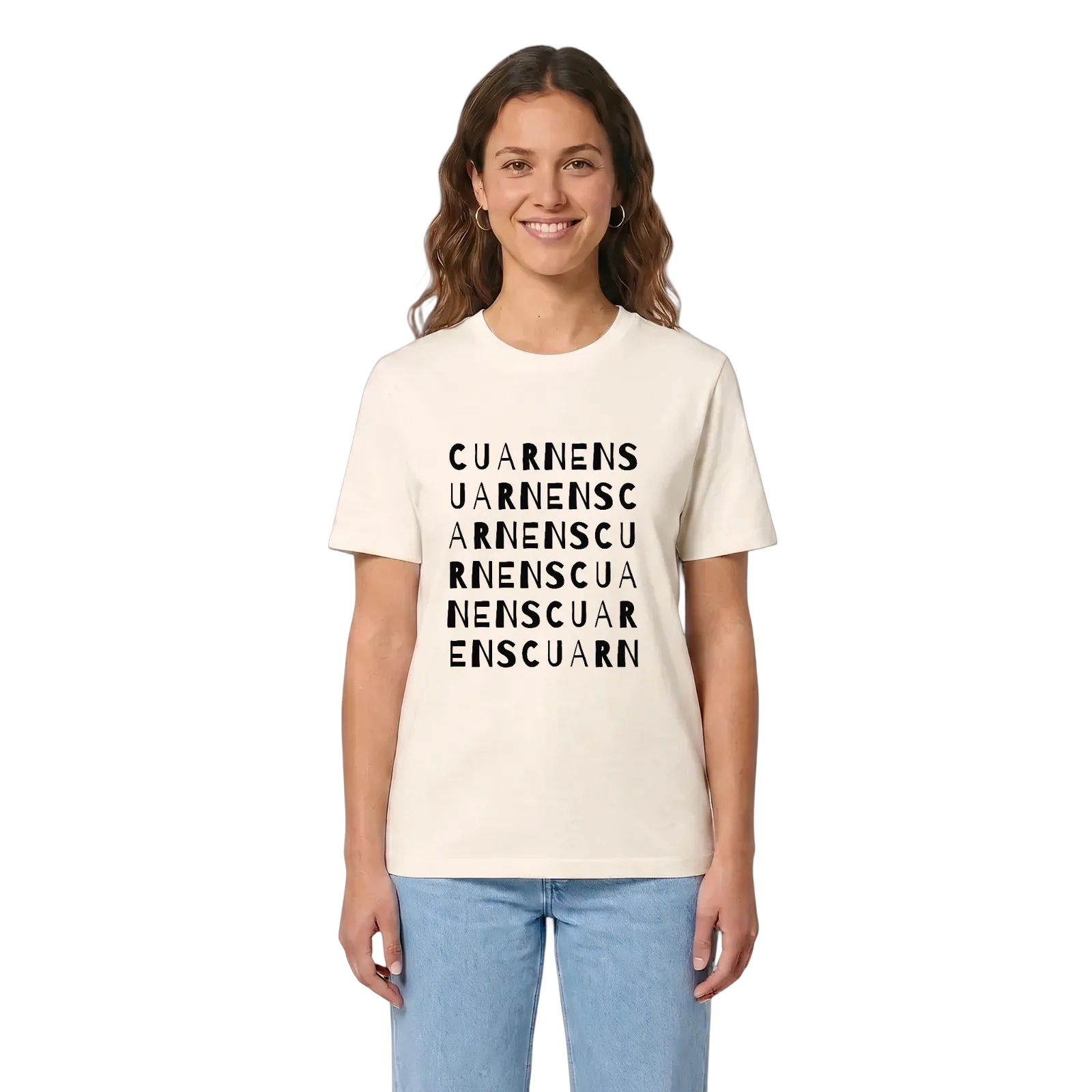 Cuarnens ordlek t-shirt – Vintage White, i miljö