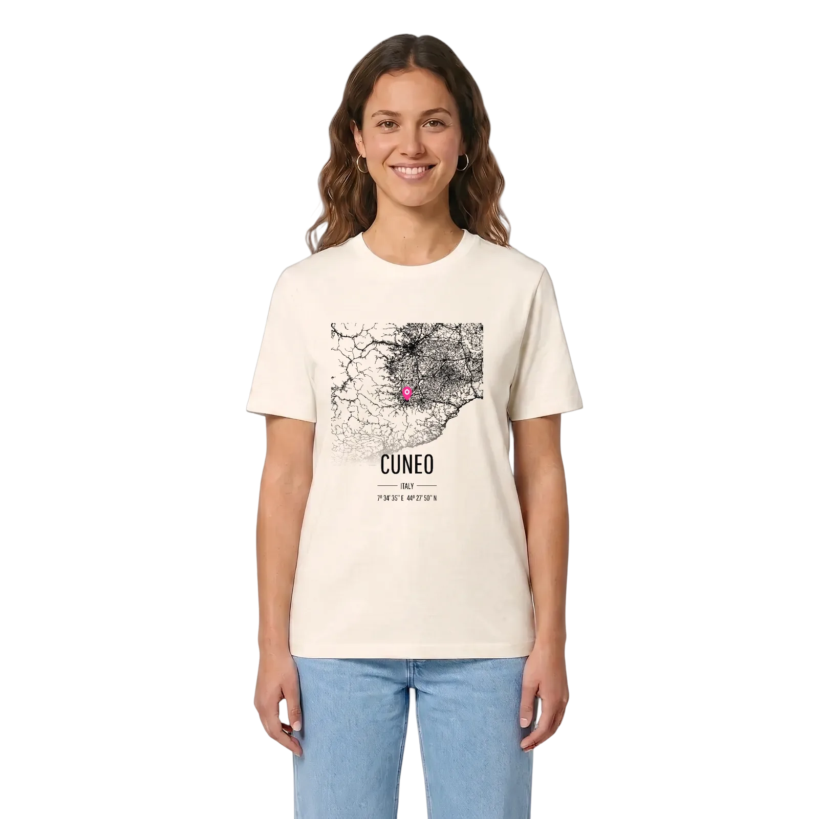 Cuneo karta t-shirt – Vintage White, i miljö