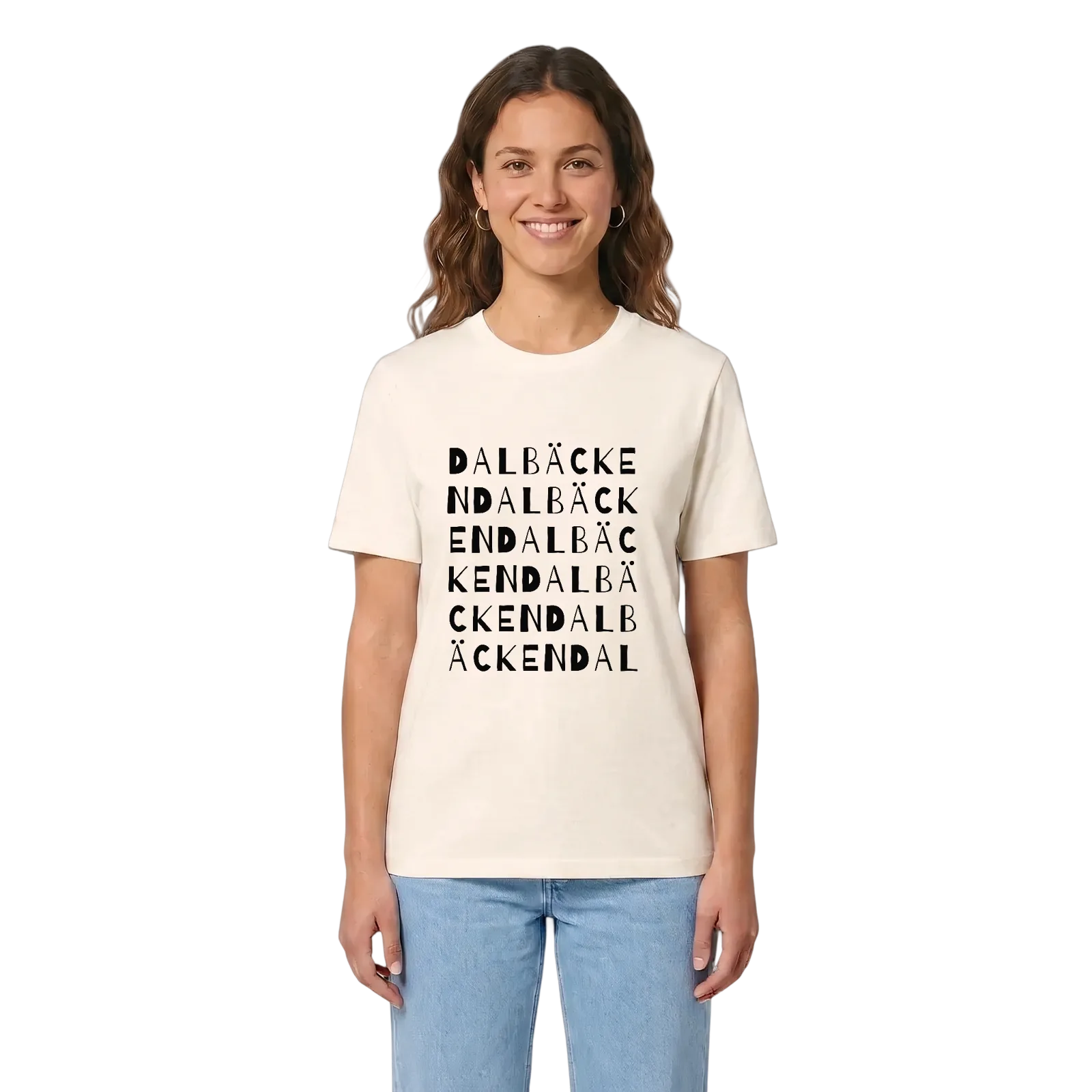Dalbäcken ordlek t-shirt – Vintage White, i miljö