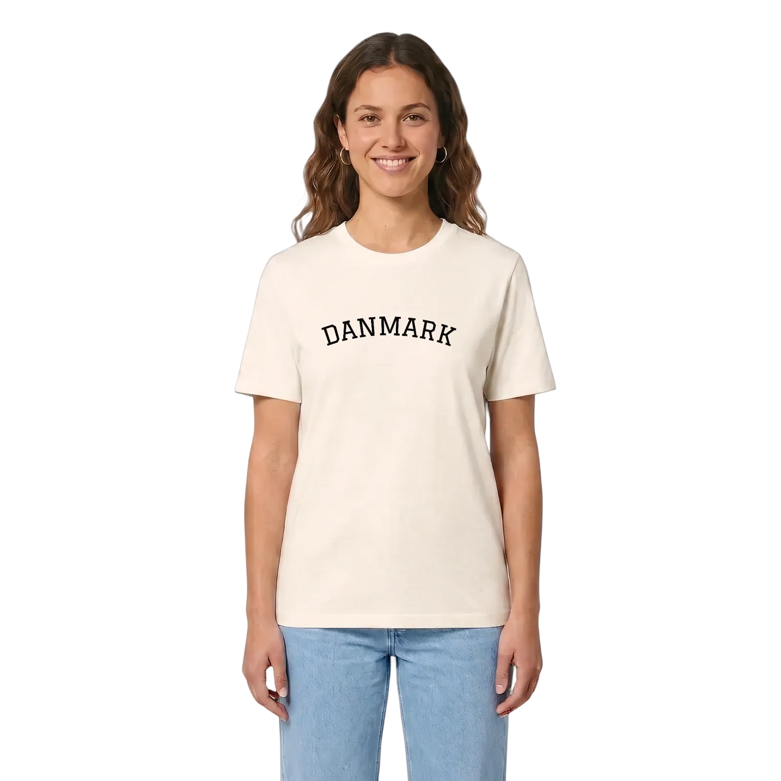 Danmark böjd t-shirt – Vintage White, i miljö