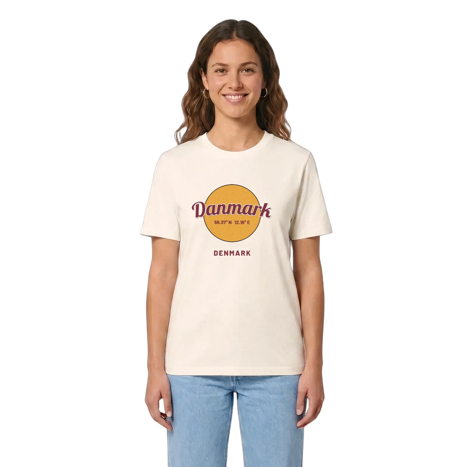 Danmark cirkel t-shirt – Vintage White, i miljö