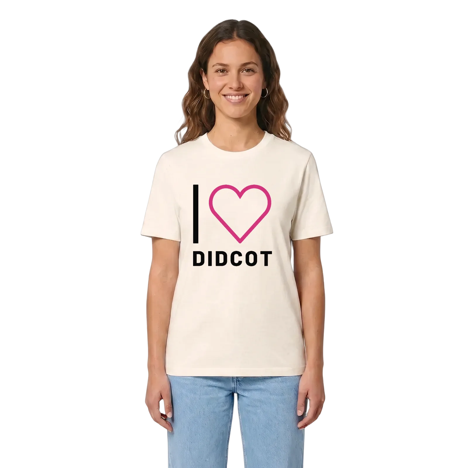 Jag älskar Didcot t-shirt stort tryck – Vintage White, i miljö