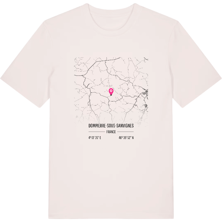 Dompierre-sous-Sanvignes karta t-shirt – t-shirt från PinShirt
