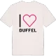 Jag älskar Duffel t-shirt stort tryck