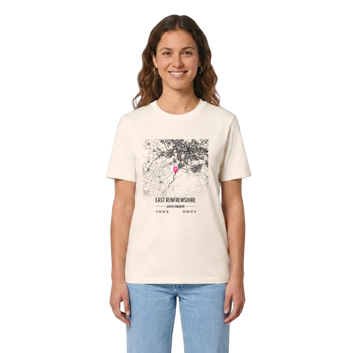 East Renfrewshire karta t-shirt – t-shirt från PinShirt