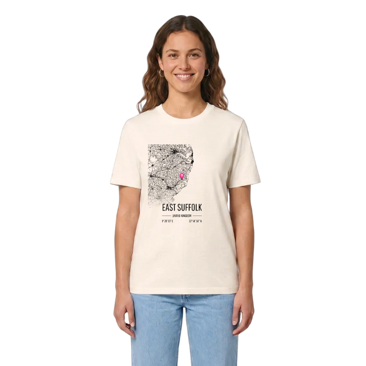 East Suffolk karta t-shirt – t-shirt från PinShirt