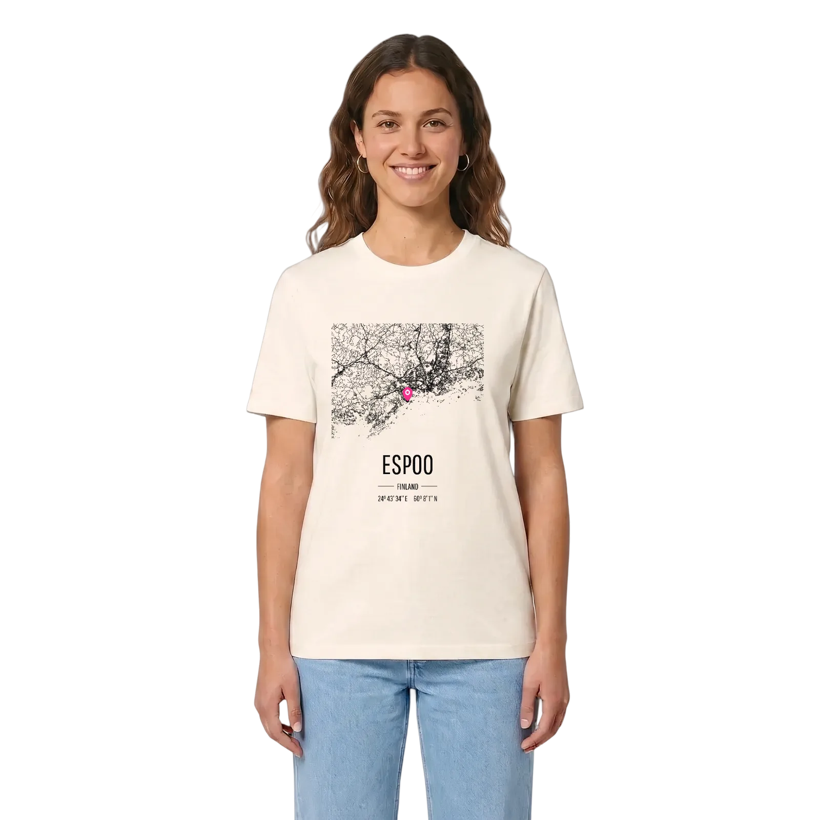 Espoo karta t-shirt – Vintage White, i miljö