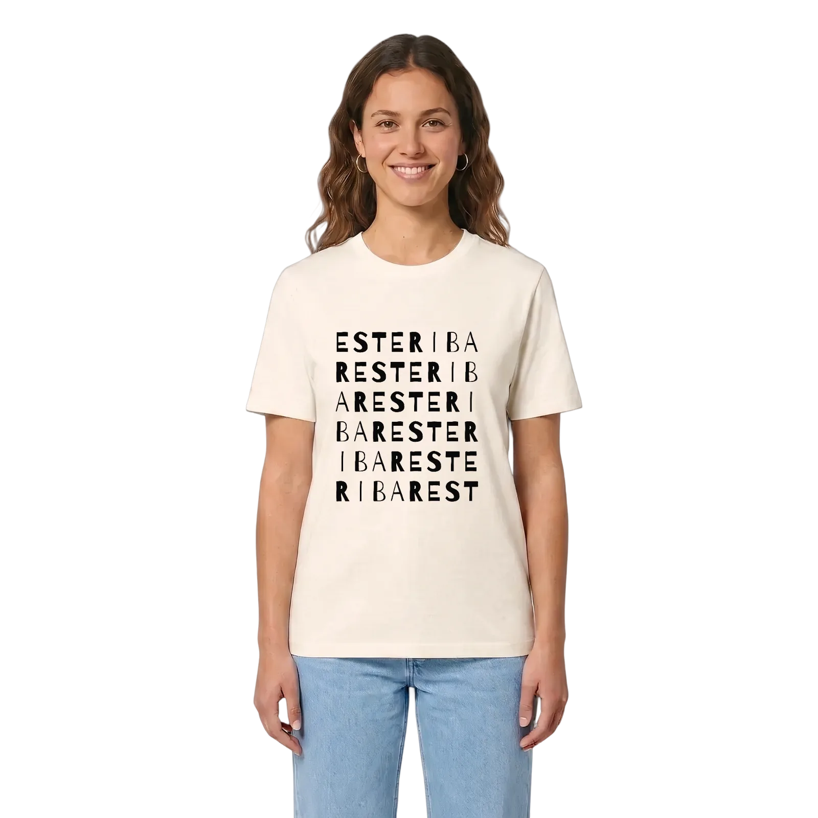 Esteribar ordlek t-shirt – Vintage White, i miljö