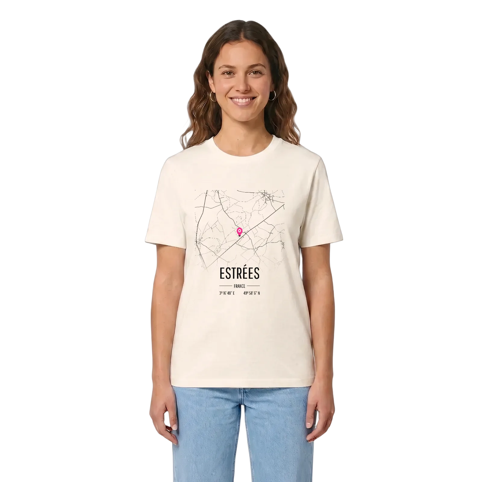 Estrées karta t-shirt – Vintage White, i miljö