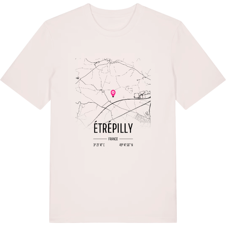 Étrépilly karta t-shirt – t-shirt från PinShirt