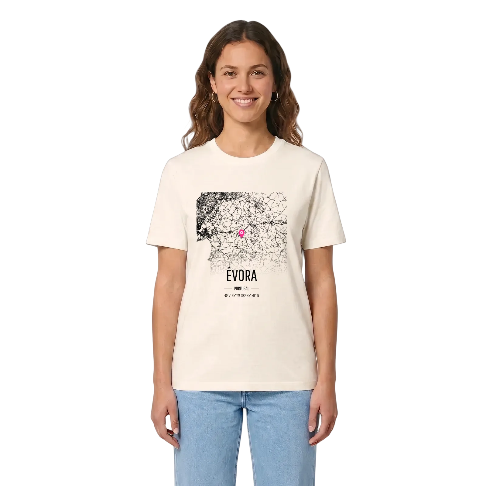 Évora karta t-shirt – Vintage White, i miljö