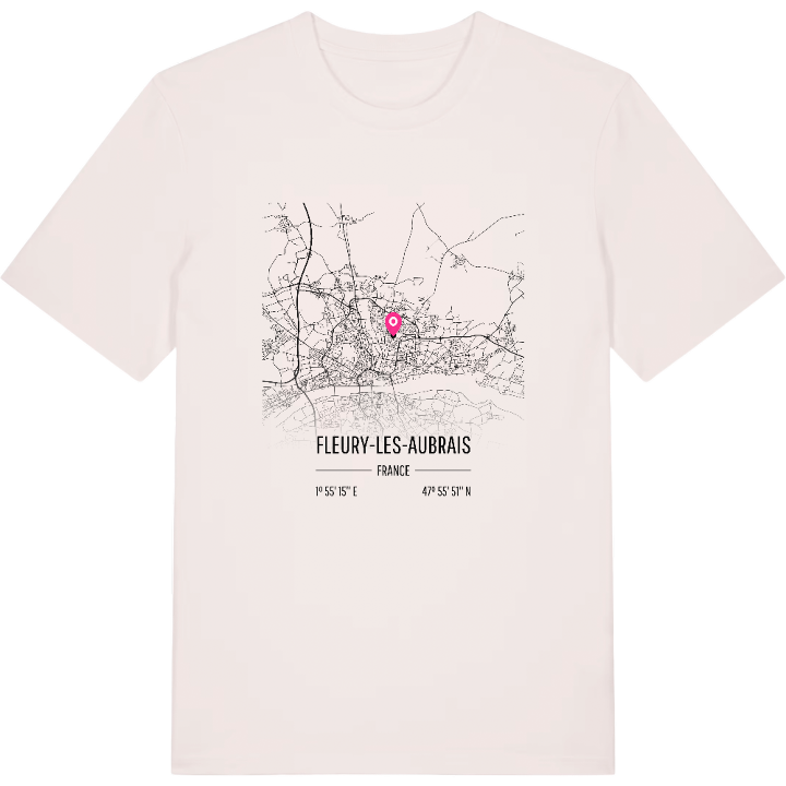 Fleury-les-Aubrais karta t-shirt – t-shirt från PinShirt